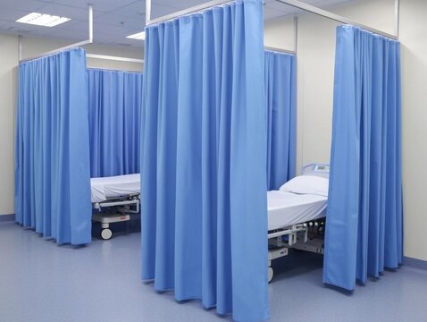 Durable hospital curtain providing privacy and maintaining a sterile environment.