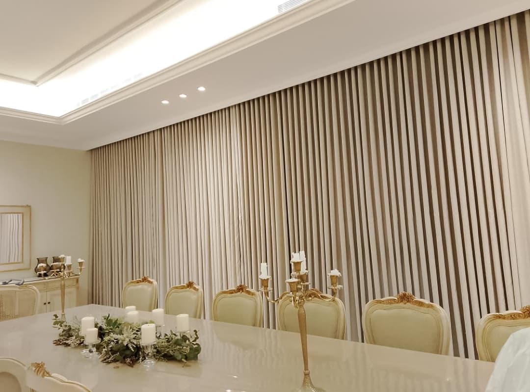 Blackout curtain with a wavy design, offering elegant light control and privacy.